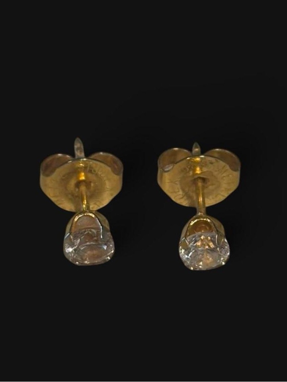 Faux Diamond Gold Stud Studex Piercing Earrings